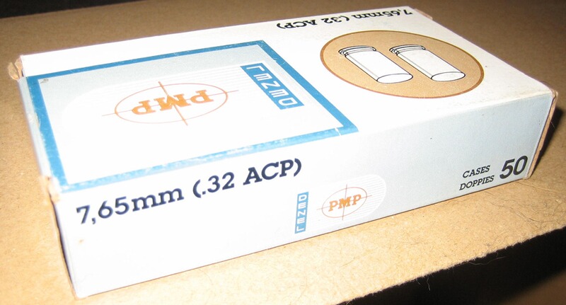 DENEL PMP 7,65mm Browning .32 acp Hülsen Messing cases unbenutzt ca. 1996