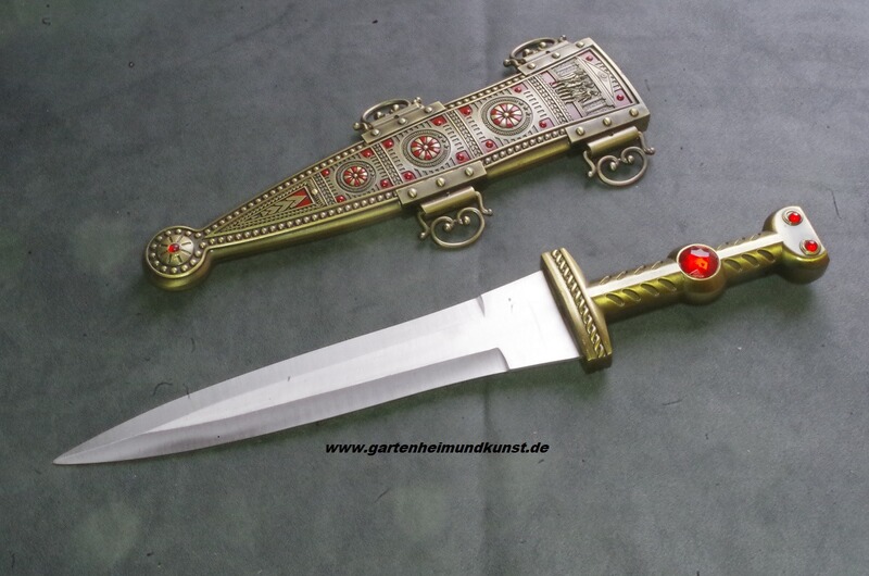 NEUHEIT Dolch Pugio Römer mit Scheide Goldbronze Vollmetall schwer