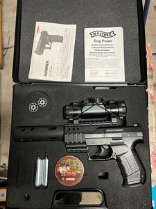 Walther Nighthawk Set, CO2, Luftpistole, inkl. Optik (Reddot), Kompensator & Koffer