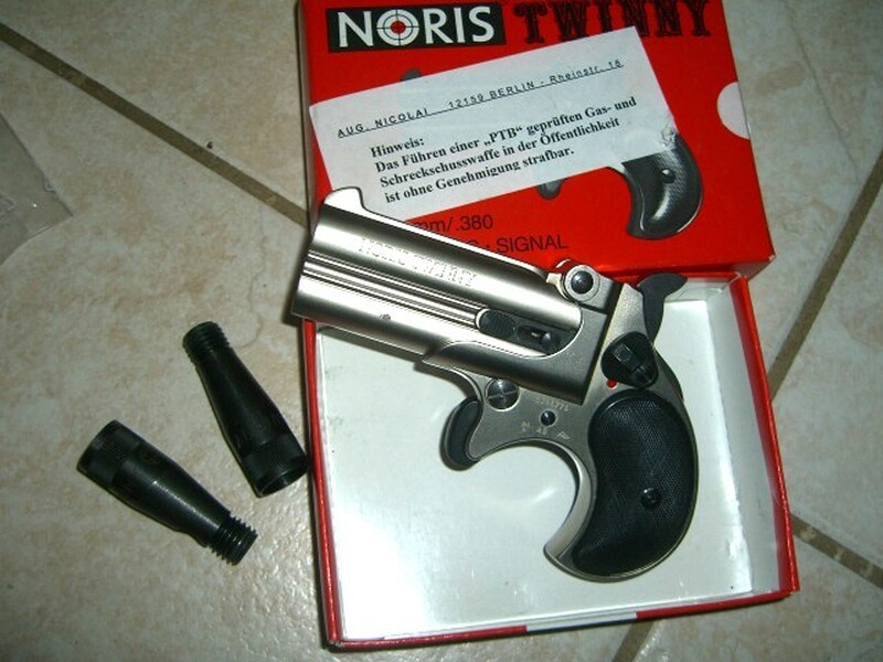 Noris Twinny Derringer matt vernickelt - schwarze Griffschalen !