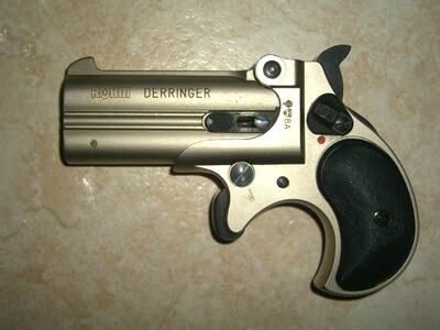 Noris Twinny Derringer matt vernickelt - schwarze Griffschalen !