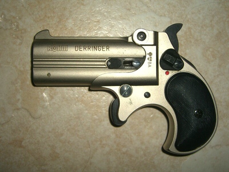 Noris Twinny Derringer matt vernickelt - schwarze Griffschalen !