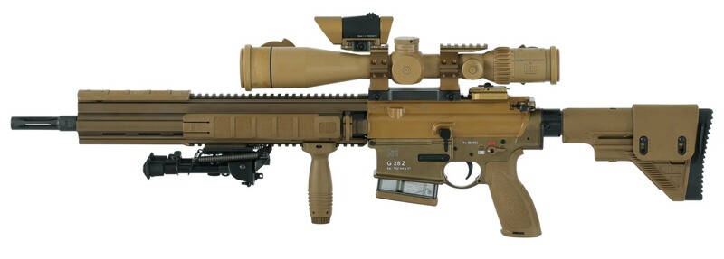 HK SLB G28 Z, Kal. .308 Win., sandfarben, m. ZF, Rotpunkt u. Feuerdämpfer