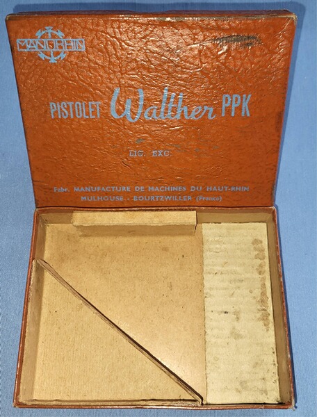 Alte Original MANHURIN- WALTHER PPK Pistolen Verpackung Schachtel Karton Box 50iger Jahre