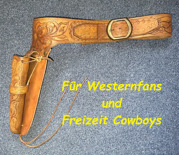 Westerngurt Revolvergürtel Hoster mit Dummy Patronen aus Echtleder braun für verschiedene Colttypen
