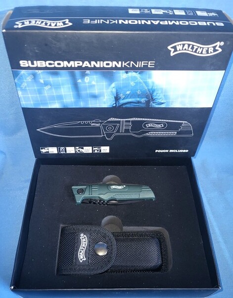 RAR Walther Messer SCK Sub Companion Knife 440 Stahl Griffschalen GRÜN + Scheide in OVP