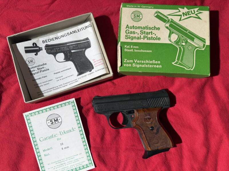 RHÖNER SM Mod.15 8mm (8mm PTB 83/2 ) mit Echtleder-Holster