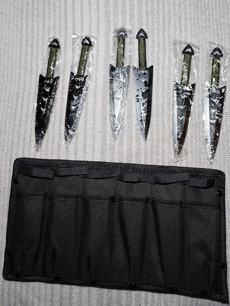 6er Set Wurfmesser – ca. 16,5 cm – mit Spezial-Nylonscheide & Befestigung