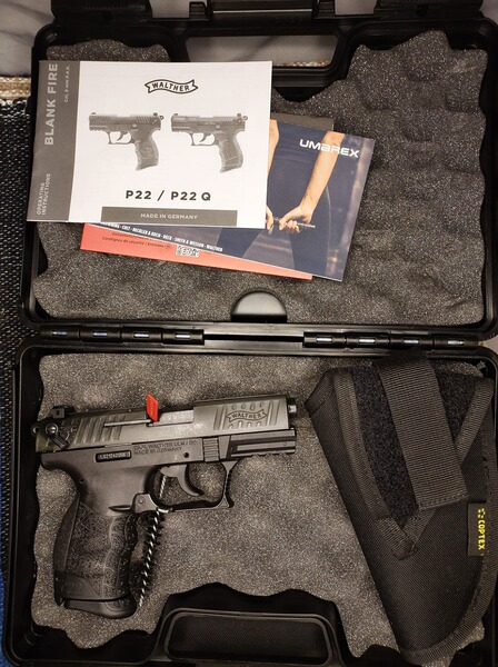 Walther P22Q Schreckschuss Pistole 9mm P.A.K. schwarz (PTB 778) - P 22 q mit Coptex Holster