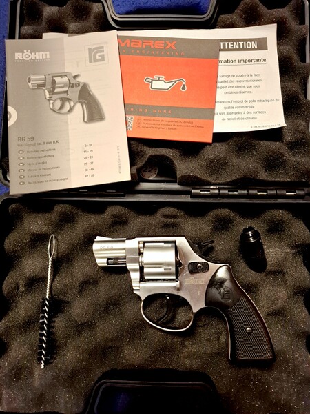Röhm RG 59 Schreckschuss Revolver Nickel 9 mm R.K. (PTB 735) neuwertig