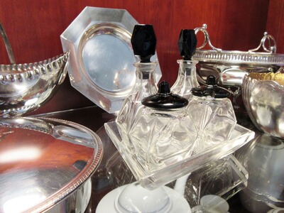 Art Deco 1930 Menage Glas Niederlande Leerdamm Antik Vintage