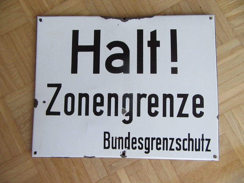 Emaille Schild Vintage Antik Zonengrenze BGS BRD DDR Antik Grenze