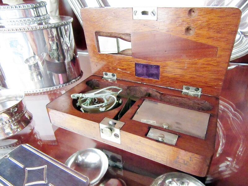 Biedermeier Apotheker Reise Waage Gold Münzwaage Antik