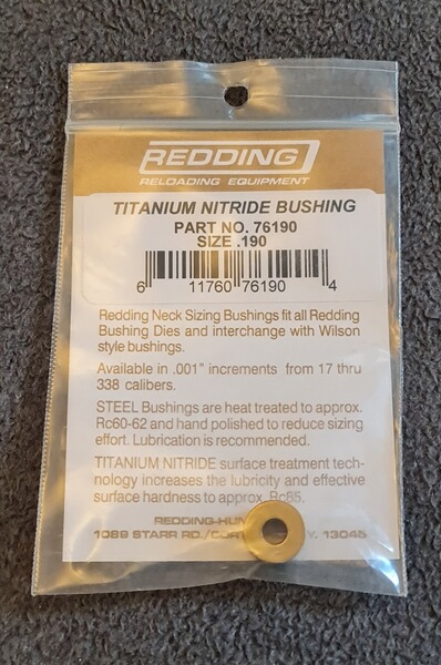 Redding TiN Bushing/Kalibrierring im Durchmesser .190 (Kal. .17) / #76190