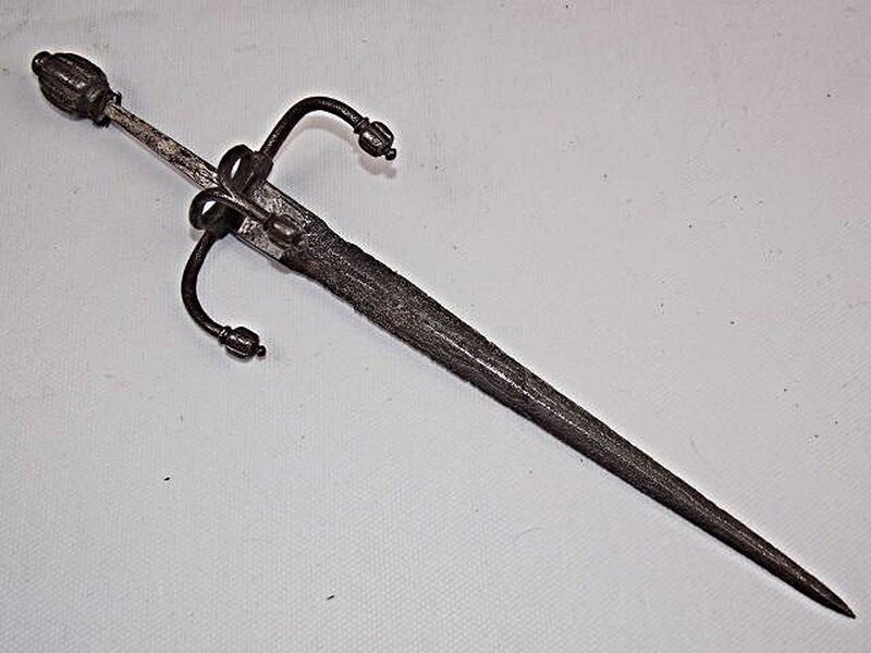 MUSEALE HISTORISCHE BLANKWAFFE aus Verlass. / Nachlass 2-167 LINK-HAND-DOLCH um 1570 mit Expertise