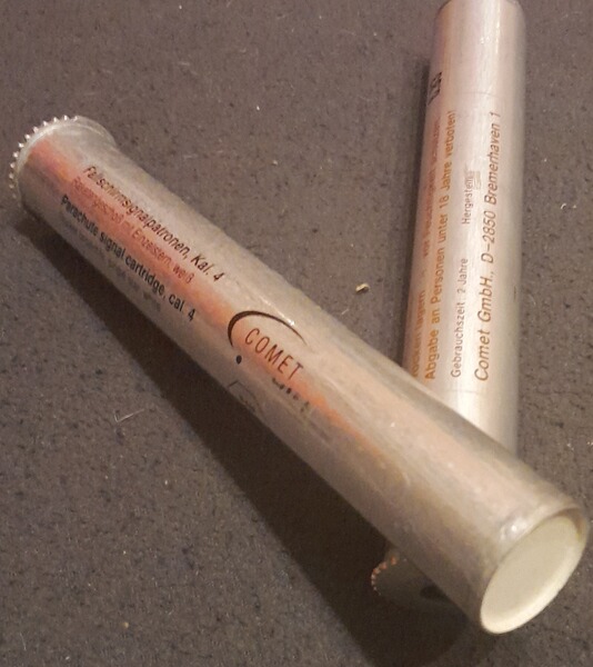 Fallschirm weiß Kal. 4 Notsignal 26,5 mm Raketengeschoß Sammler