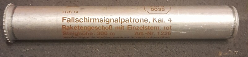 Fallschirm rot Kal. 4 Notsignal 26,5 mm Raketengeschoß Sammler
