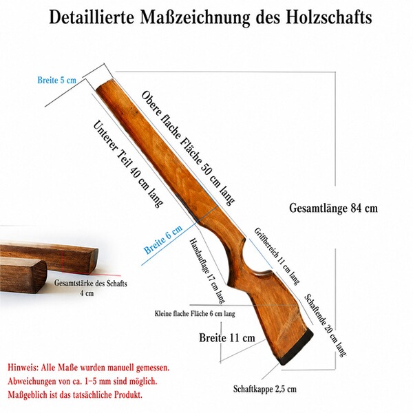 Holzschaft, Gewehrschaft, Demoschaft aus Buche