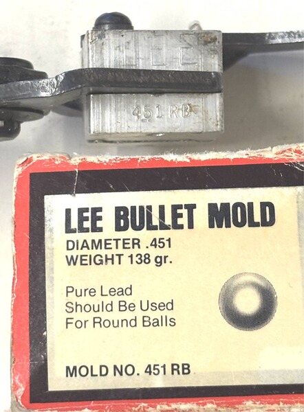 LEE Rundkugelzange mit Griff Kal. 451 , Gewicht 138 gr. Einzel-Kokille aus Nachlass