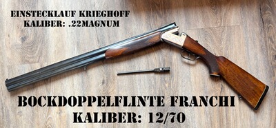 BDF Bockdoppelflinte FRANCHI im Kaliber 12/70 mit Krieghoff-Einstecklauf .22Magnum
