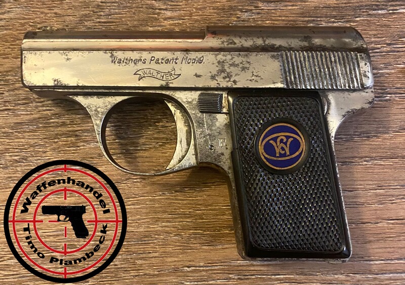 Sammlerwaffe: Waffenfabrik Walther Zella-Mehlis Mod. 9 vernickelt im Kaliber 6,35mm(Bullet)
