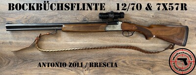 Elegante, italienische Bockbüchsflinte Zoli/Brescia im Kaliber 12/70 & 7x57R mit Rotpunkt