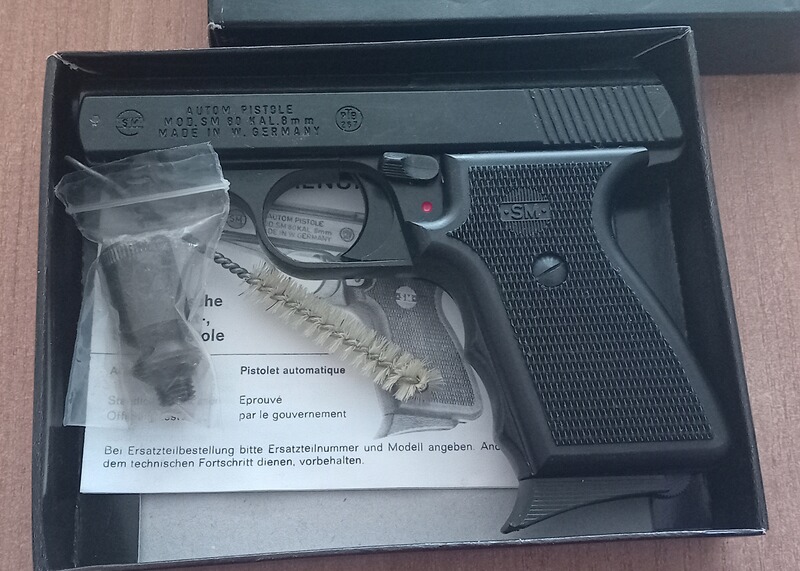 Seltene Rhöner SM 80 im Kal. 8 mm Knall/ PTB 267 mit Verpackung!