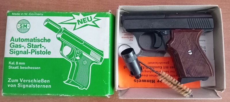Alte Rhöner SM 15 Kal. 8 mm Knall im PTB 83/2 mit Verpackung!
