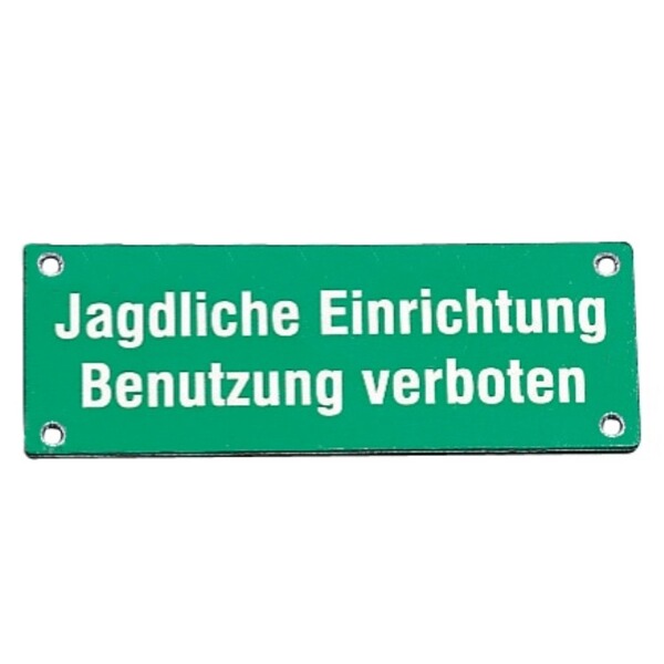 Hochsitzschild Jagdliche Einrichtung, Leichtmetall, 8x3 cm