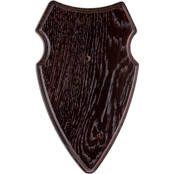 Trophäenschild Bock, Eiche dunkel, massiv. Mit Kiefereinlage. Größe 17,5x11cm.