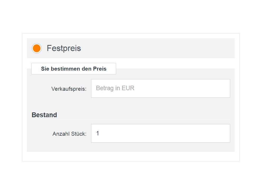 ein Screenshot der Eingabe des Festpreises