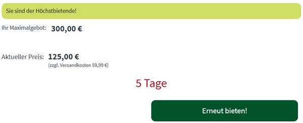 Screenshot eines Hoechstgebots