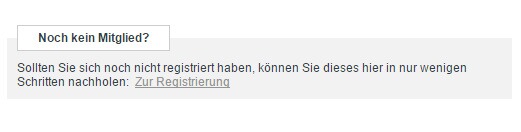 Screenshot der Registrierung