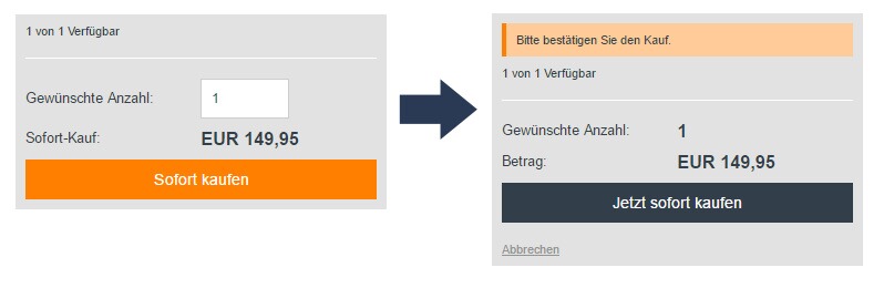 Screenshot eines Sofortkaufs