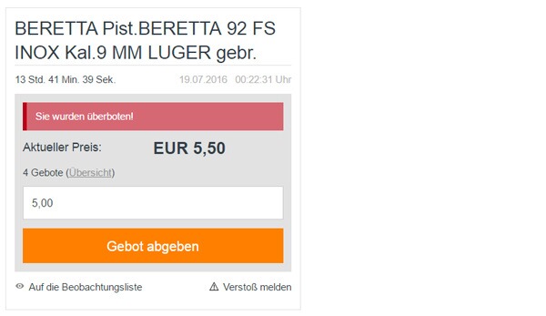 Screenshot des Ueberbietens